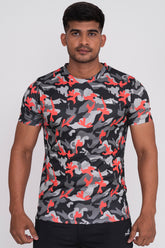 CruiseCamo Round Neck T-Shirt Light Grey Black (D)